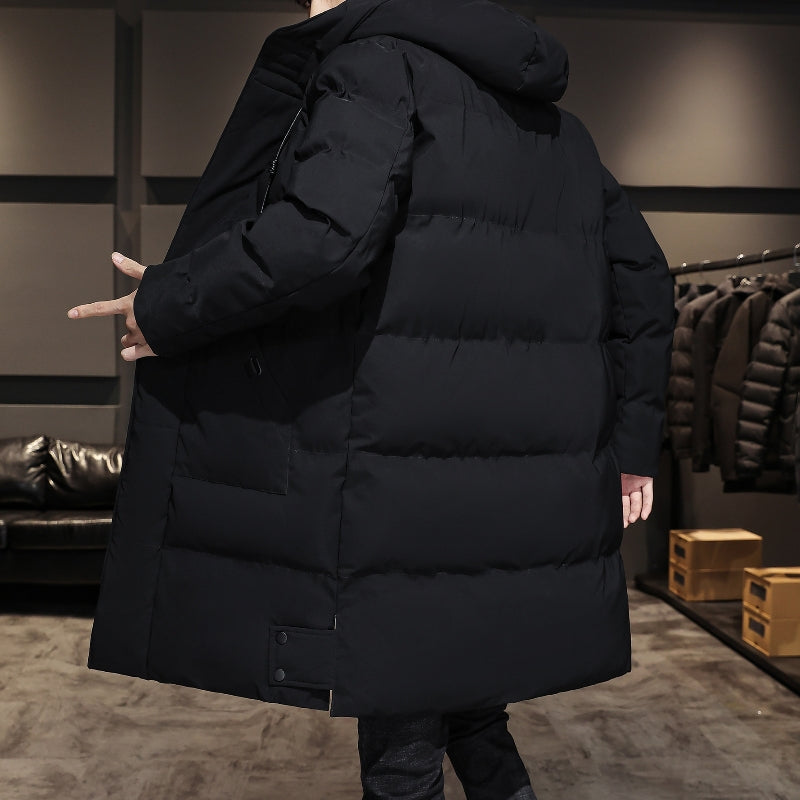 Men's Mid-Length Hooded Cotton Jacket for Casual Wear