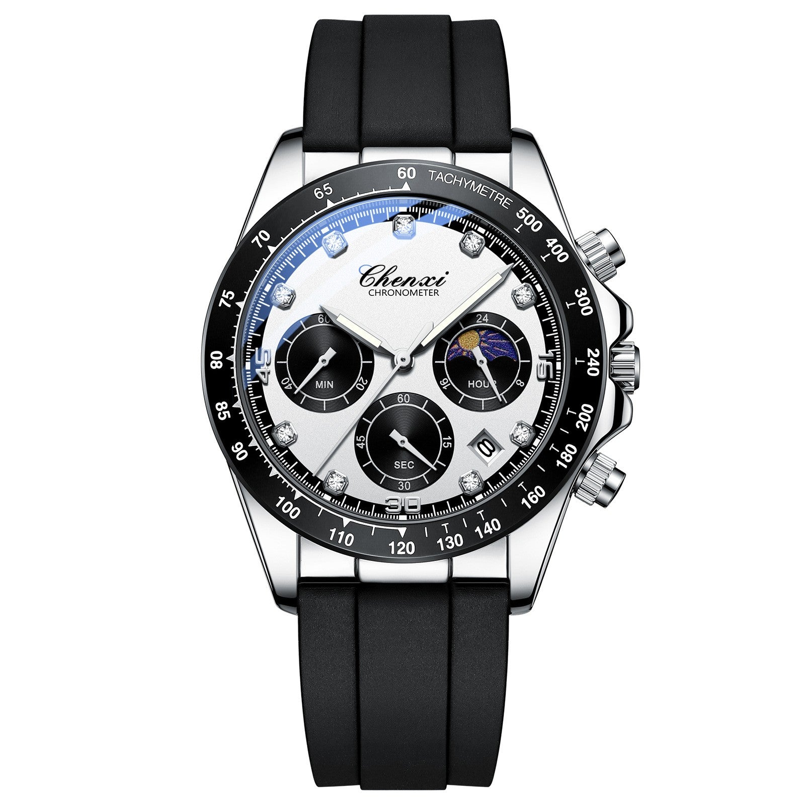 Men's Multi-functional Silicone Band Watch with Three Eyes