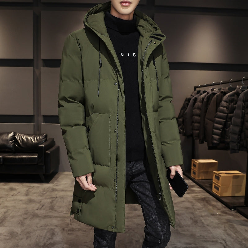 Men's Mid-Length Hooded Cotton Jacket for Casual Wear
