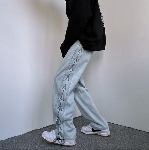 Niche Wide Leg American Jeans for Men in Hip Hop Style