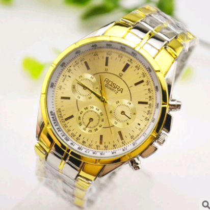 Men's Fashion Steel Band Watch with Three Eyes and Six Needles