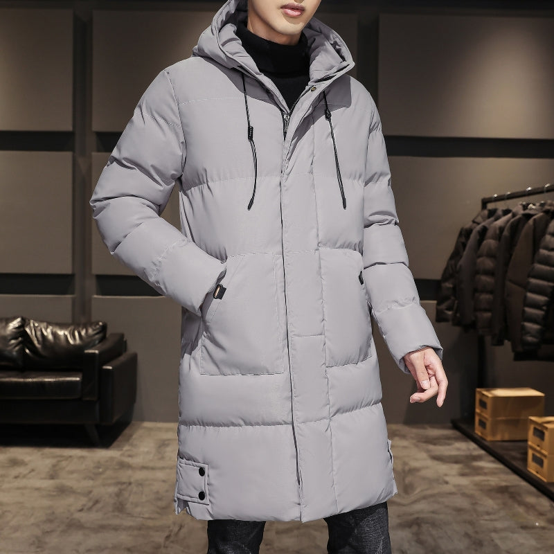 Men's Mid-Length Hooded Cotton Jacket for Casual Wear