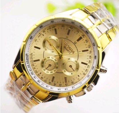 Men's Fashion Steel Band Watch with Three Eyes and Six Needles